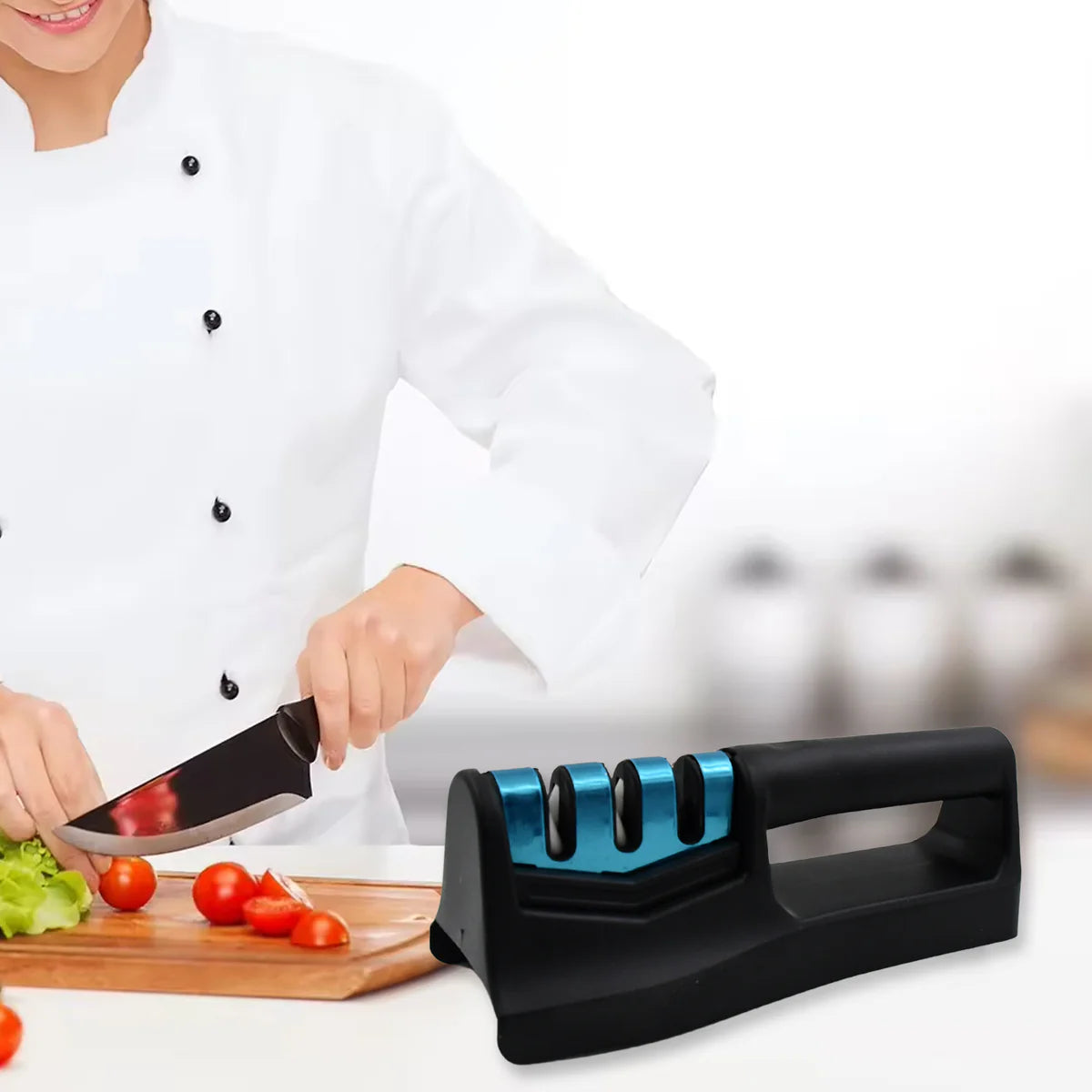10020 Knife Sharpener For Kitchen Knife Sharpener With Vegetable Chopper And Fish Scale Remover Handheld Knives Pocket Knife Sharpener Knife Sharpener For Chefs Serrated Knife (9in1)